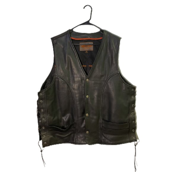 Unik Other - UNIK ULTRA Leather Motorcycle Vest - American Flag Eagle Patch 3XL